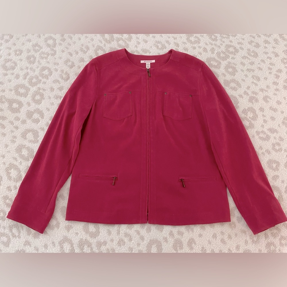 JM Collection Women’s Pink Faux Suede Full Zip Jacket